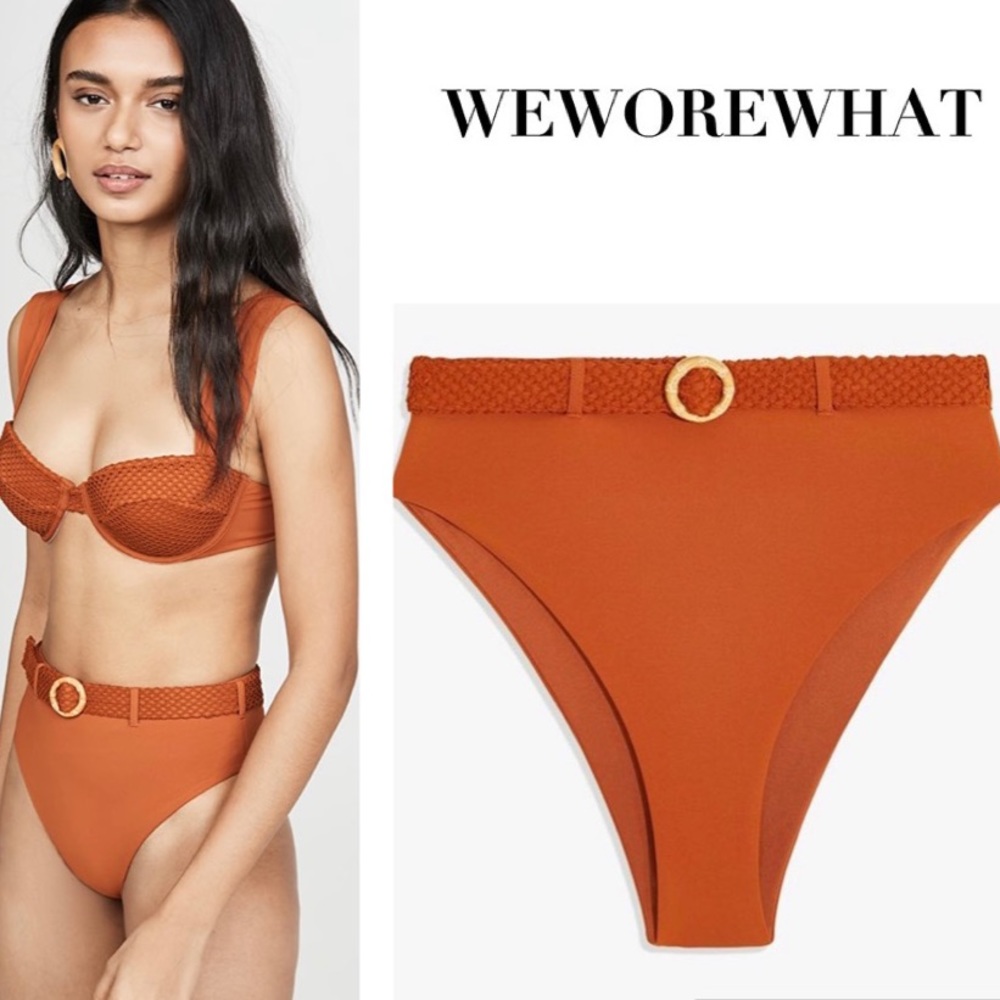 NWOT WeWoreWhat Rust Orange Crochet Buckle Emily Bikini Bottoms